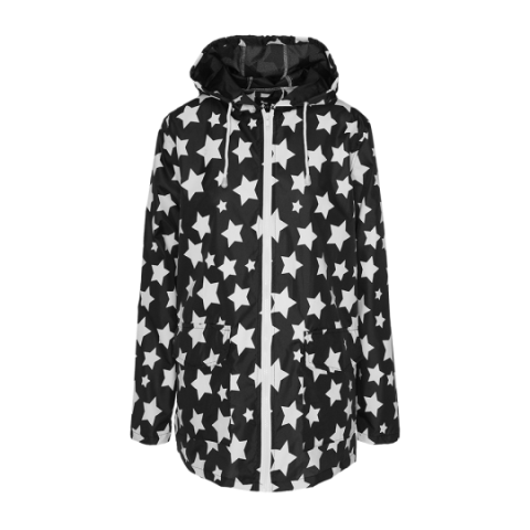 Hooded rainmac with all over star print. - LJK SIRIUS