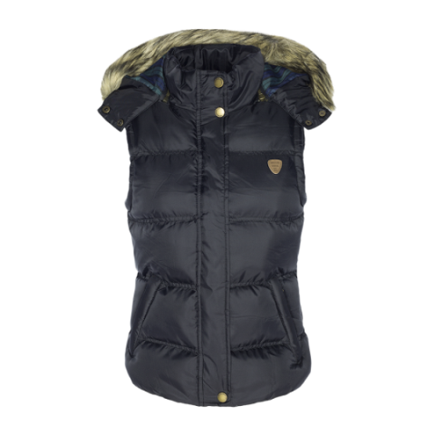 Hooded waistcoat with fake fur trim. - LJK HOPP