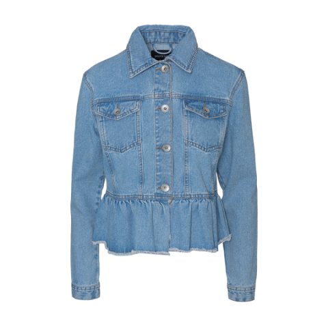 Washed denim jacket with frill to hem. - LJK KENNEDY