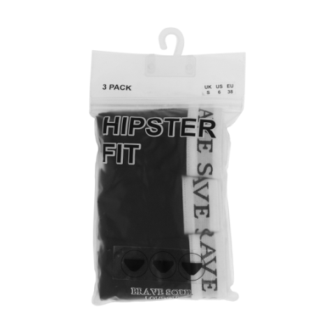 Elasticated waistband knickers with white band and black text (3 units per pack). - LKN 18TYRA